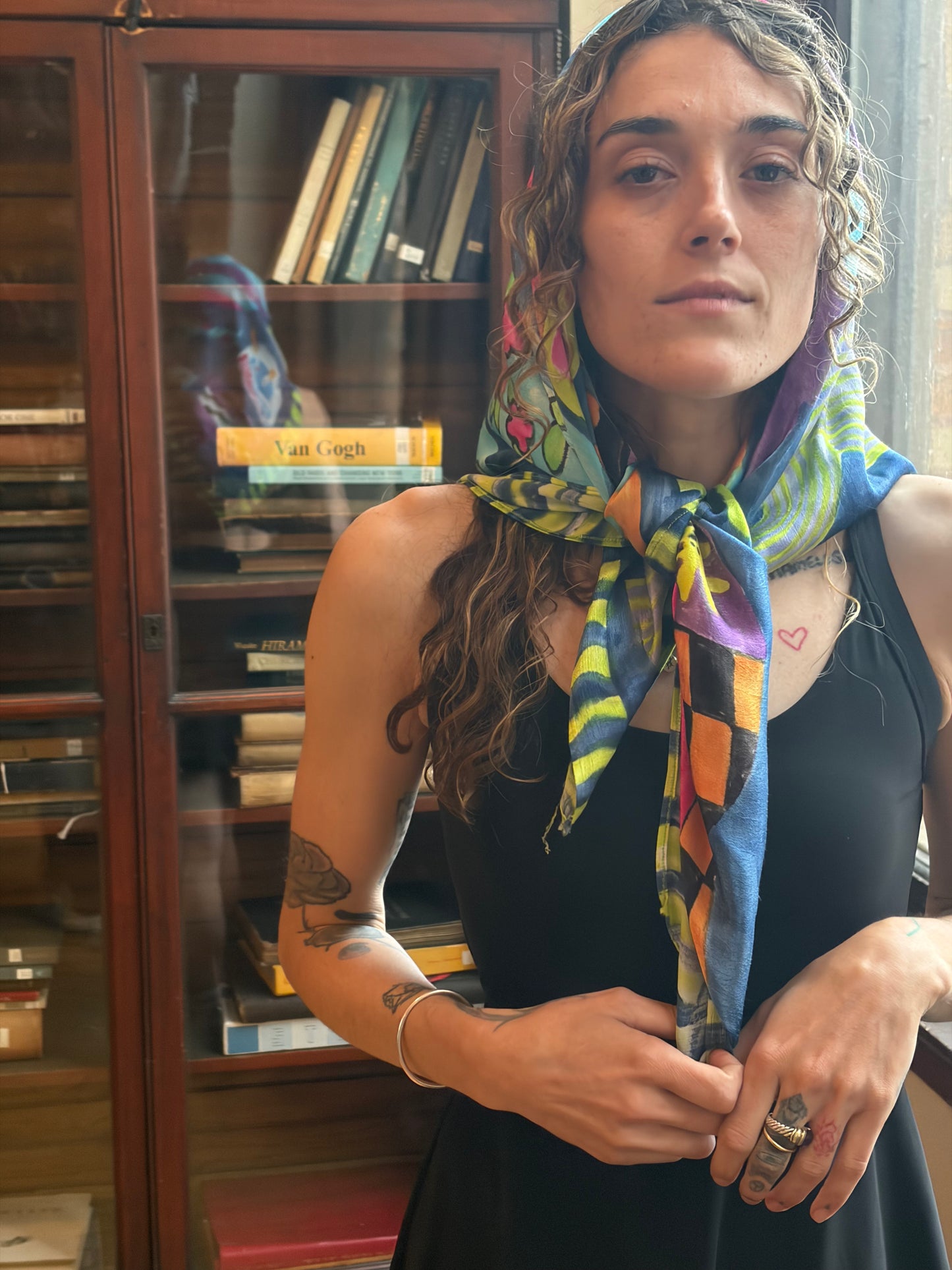 Random Things Glossy Orange Peel Silk Scarf