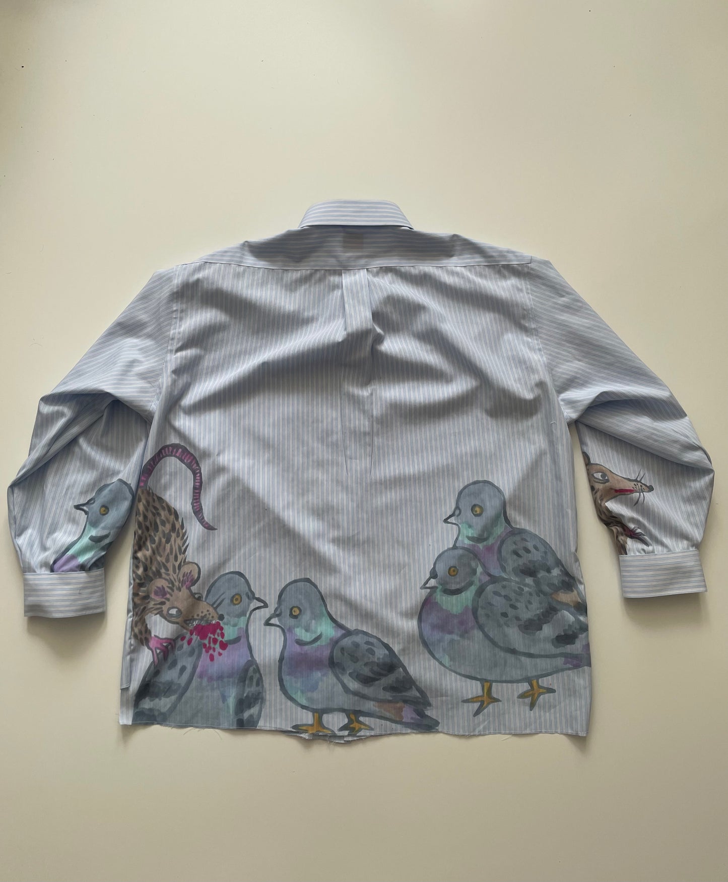 Rats Attack Pigeons Upcycled Button Down Shirt S/M/L oversized