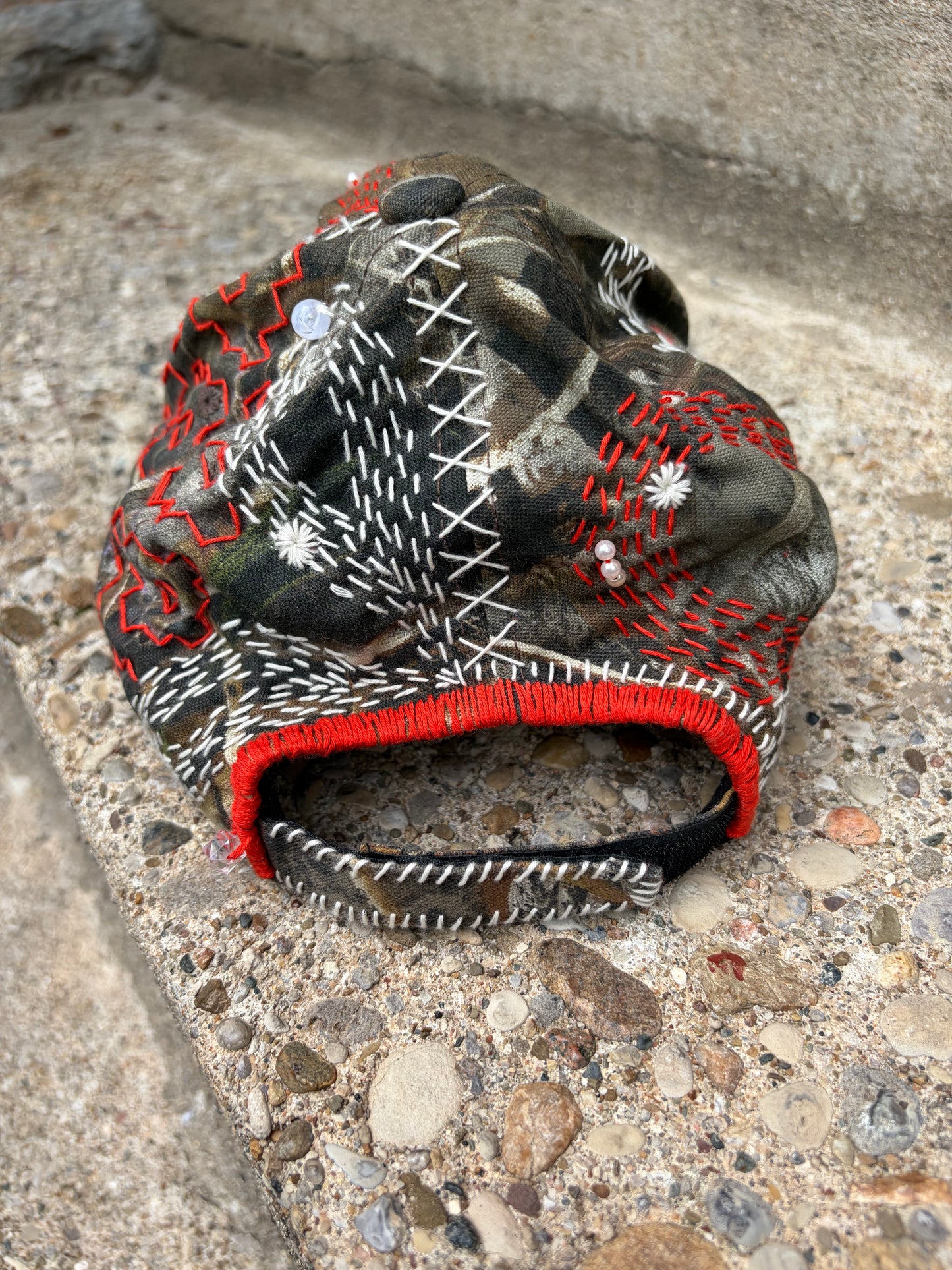 Camo hat beaded rework