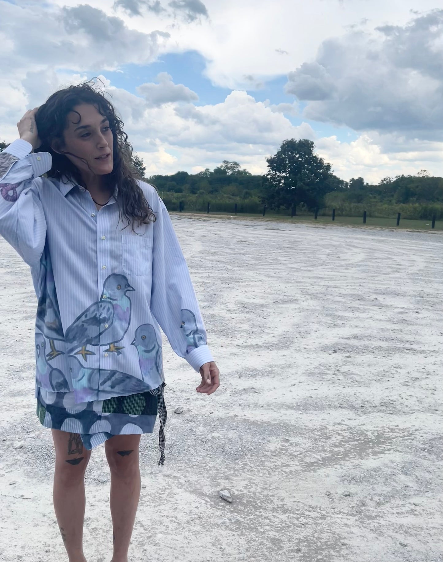 Rats Attack Pigeons Upcycled Button Down Shirt S/M/L oversized