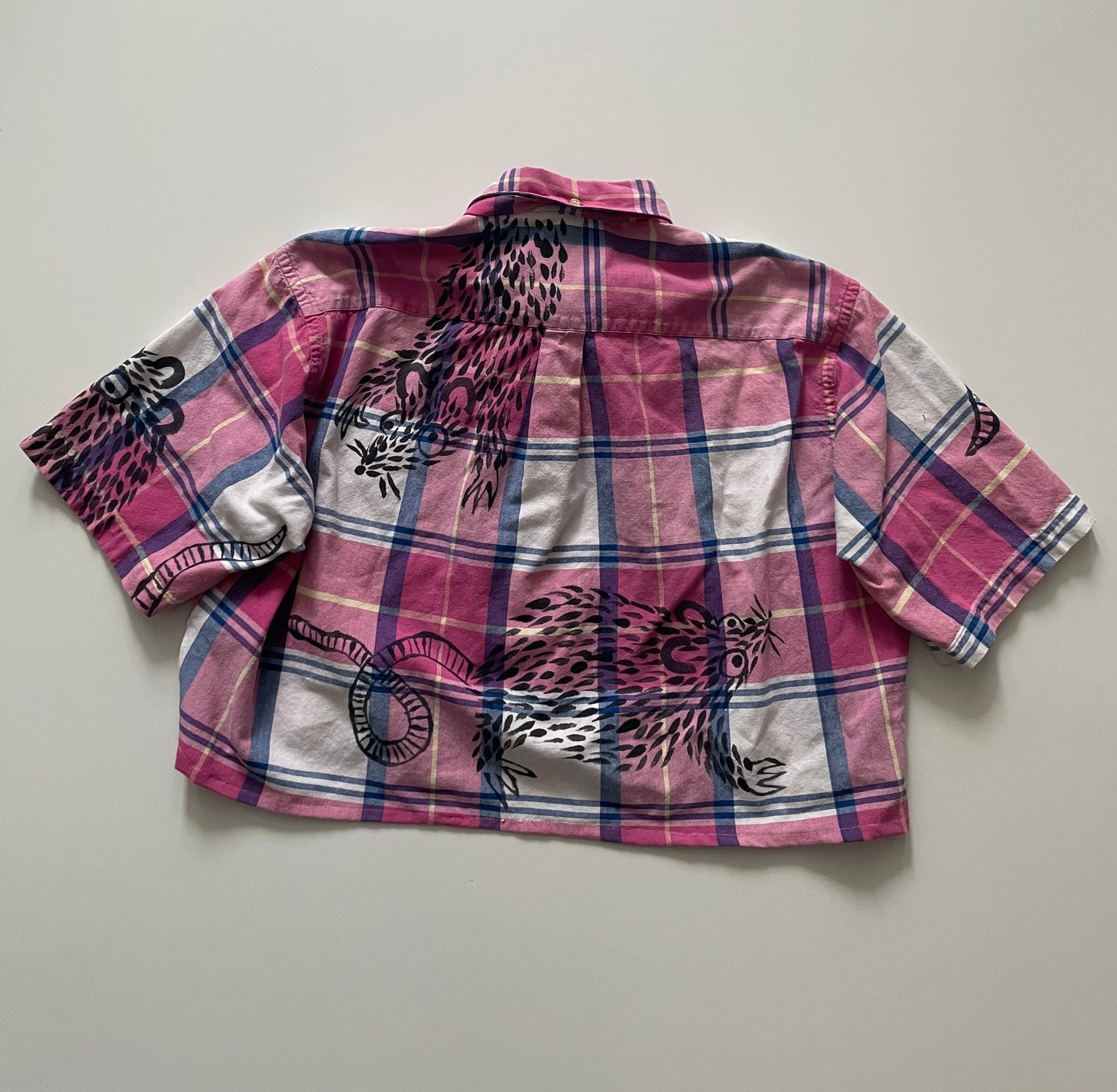 Pink Rats Cropped Upcycled button down Fits S/M