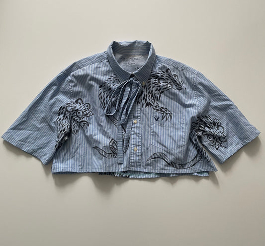 Blue Rats Cropped Upcycled Button Down Fits S/M/L