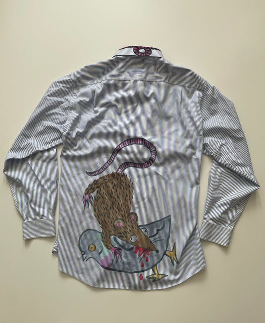 Rat Attack Pleated Button Down women's L