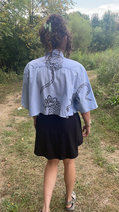 Blue Rats Cropped Upcycled Button Down Fits S/M/L
